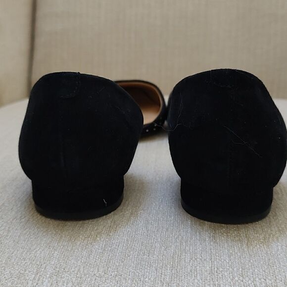 Talbot's Black Suede Leather Gold Studded Flats Size 7.5M - Picture 6 of 12